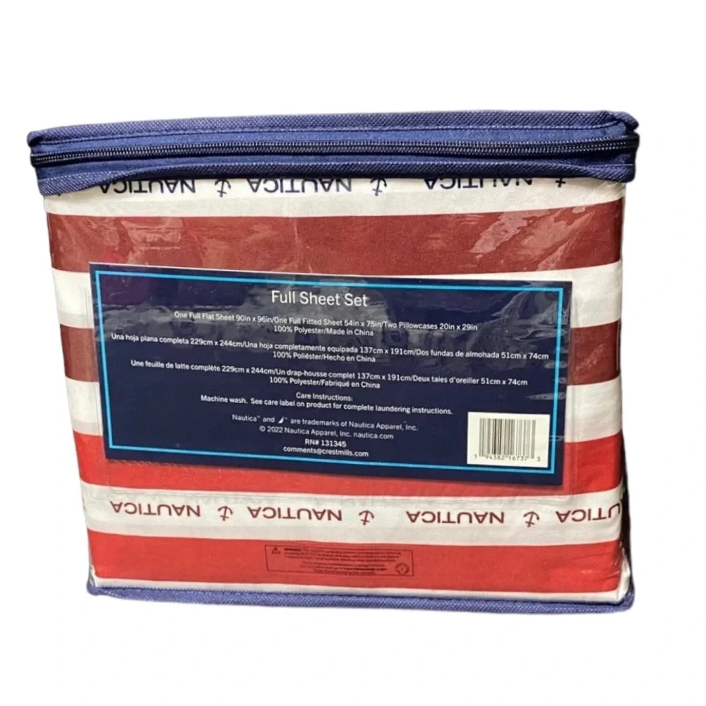 Nautica‎ RED WHITE BLUE Stripes Full Sheet Set Americana